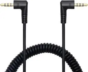90 Degree Right Angle 3.5mm Male to Male Jack 4 Pole Extension Aux Audio Coiled Spiral Cable 90 Degree Right Angle 3.5mm Male to Male Jack 4 Pole Extension Aux Audio Coiled Spiral Cable