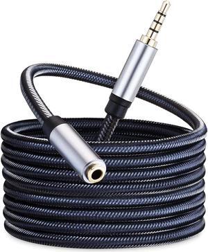 Audio Mic Extension Cable 1Ft 3.5mm Aux Headphone Extender 4-Pole Jack Plug Extension Lead Stereo Male to Female Braided Cord for Headset TV Laptop Phone Switch Lite Car PS4 Xbox and More(1Ft/0.3M)