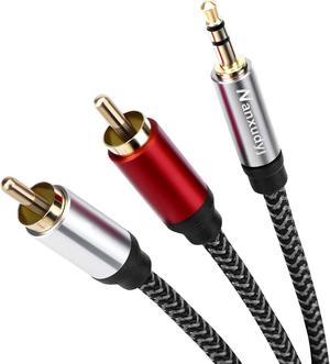 Nanxudyj 3.5mm to 2RCA Audio Cable 10ft, Nylon-Braided 3.5mm AUX to 2 RCA Audio Cable for Stereo Receiver Speaker Smartphone Tablet HDTV MP3 Player & More Stereo Cable Audiophiles Headphone RCA Cable
