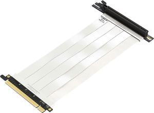 LINKUP - Ultra PCIe 4.0 X16 Riser Cable [RTX3090 RX6900XT x570 B550 Z590 Tested] Shielded High-Speed Vertical Mount Gaming PCI Express Gen4?Universal 90 Degree Socket {15cm} 3.0 Gen3 Compatible?White