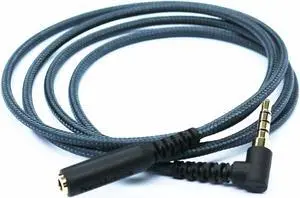 150cm(4.5ft) Right Angle 4 Pole 3.5mm 1/8 inch Male to 4 Pole 3.5mm 1/8 inch Female Stereo Audio Headphone Earphone Extension Cable Adapter Cord Tangle-Free Braided Wire