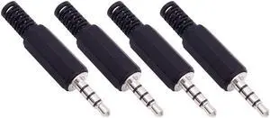 4 Pack 3.5mm Replacement Repair Plug Jack TRRS 4 Pole Stereo Male Plug 1/8 3.5mm Solder Type DIY Audio Cable Connector for Headphone Headset Earphone Microphone Cable Repair 4 Pack 3.5mm Replacement Repair Plug Jack TRRS 4 Pole Stereo Male Plug 1/8 3.5mm Solder Type DIY Audio Cable Connector for Headphone Headset Earphone Microphone Cable Repair