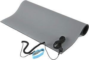 MWRF Source ESD Mat Kit with Wrist Strap and Grounding Cord (0.12" Thickness) (18 Inches x 47 Inches, Grey)