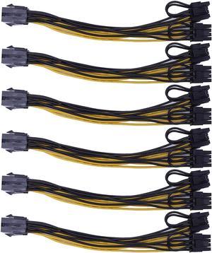 YW 6 Pin Female to Dual 8(6+2) Pin Male PCIe Adapter Power Cable PCI Express Y - Splitter Extension Cable 12.5 Inches (6 Pack)