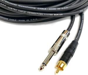 150 Foot Pro Audio 1/4 inch (6.35mm) TS to RCA Mono Cable by Custom Cable Connection