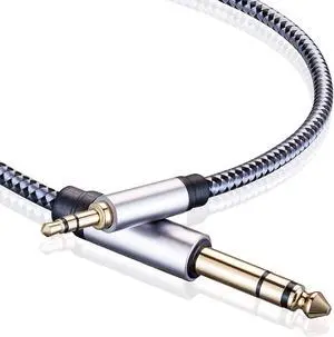 1/8 to 1/4 Stereo Cable 10FT 6.35mm 1/4 Male to 3.5mm 1/8 Male TRS Bidirectional Stereo Audio Cable Jack for Guitar Home Theater Devices Speaker and Amplifiers(10Ft)