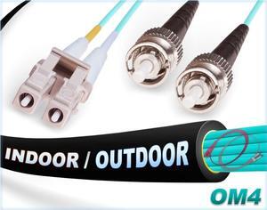 1M OM4 LC ST Fiber Patch Cable | Indoor/Outdoor 100G LC to ST Multimode 50/125-1 Meter (3.28ft) | Length Options: 0.5M-300M | OM4 Compatibility: OM3/OM2 | 1Gb 10Gb 40Gb 100Gb | FiberCablesDirect