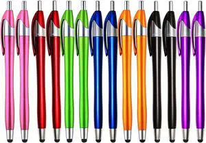 Skoloo Electronic Screen Touch Stylus 14 Pack 2 in 1 Slim Long Click Ink Stylus Ballpoint Pen For Universal Android Touch Screen Tablet Smartphone Google Nexus  Galaxy HTC Multi-colored