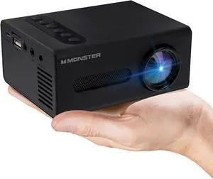 Monster Image Mini Small Format LCD Projector 1920x1080 HD Quality, Project Up To 8 Feet Away, Works On Projection Screens Ranging from 20-80 Inches. Supports Any Format With Universal HDMI Cable Monster Image Mini Small Format LCD Projector 1920x1080 HD Quality, Project Up To 8 Feet Away, Works On Projection Screens Ranging from 20-80 Inches. Supports Any Format With Universal HDMI Cable