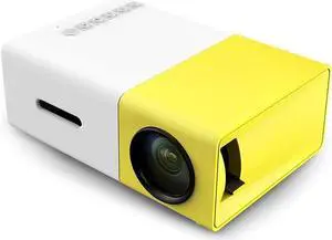 Battery Version Mini Home Projector, 1080P HD, Home Theater Movie Projector, LED Video Projector, with HDMI USB TV AV Interface and Remote Control, Yellow and White Battery Version Mini Home Projector, 1080P HD, Home Theater Movie Projector, LED Video Projector, with HDMI USB TV AV Interface and Remote Control, Yellow and White