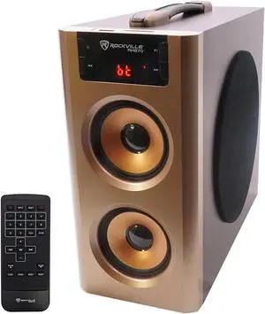 Rockville RHB70 Home Theater Compact Powered Speaker System, Bluetooth/USB/SD/FM, 4" Subwoofer, 2.1 Channel, 100W Peak, Cherry Wood Finish, for Home Entertainment