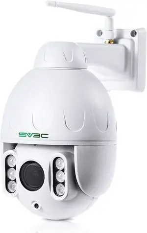 SV3C 1080P Outdoor PTZ WiFi Camera, ONVIF Security IP Camera with Auto Tracking, 197ft HD Night Vision, 5X Optical Zoom, Two-Way Audio, Waterproof, Compatible with Blue Iris, SD Card Slot, CamHiPro