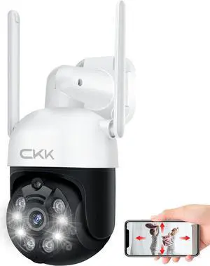 Upgraded 3MP PTZ Camera Outdoor, 3MP Wireless Security Camera, 3.0MP WiFi IP Camera, WiFi Pan Tilt Zoom (4xDigital) IP Camera,2 Way Audio, Color Night Vision,AI Floodlights&Siren Alarm