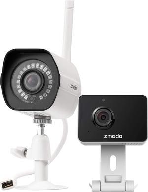 Zmodo Cameras for Home Security (Indoor & Outdoor Camera Bundle), 1080p HD, IP Camera Wireless WiFi, Motion Detection, Two-Way Talk, Night Vision, Remote View, Cloud Service, Work with Alexa/Google