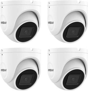 H.VIEW 5MP PoE IP Turret Camera Outdoor with Audio, Microphone, Video Surveillance Super HD Night Vision 100ft Home Security, Built-in SD Card Slot, Wide Angle 2.8mm (4 Pack)