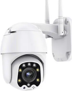 Outdoor PTZ WiFi IP Security Camera 1080P Home Surveillance Camera Pan/Tilt Two-Way Audio Motion Detection Color Night Vision Auto Tracking CamHiPro APP AT-200DW