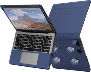 TYTX Compatible with MacBook Air Leather Case with Vents and Stand Function 13 Inch 2021 2020 2019 2018 (A2337 A2179 A1932) (Blue)