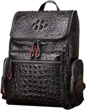 boshiho Real Leather Laptop Backpack Fashion Travel Bag Daypack for Men, Crocodile Pattern (L) boshiho Real Leather Laptop Backpack Fashion Travel Bag Daypack for Men, Crocodile Pattern (L)