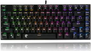 HUO JI E-Yooso Z-88 RGB Mechanical Gaming Keyboard, Metal Panel, Blue Switches - Clicky, Compact 81 Keys Hot Swappable for Mac, PC, Black