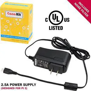 CanaKit 5V 2.5A Raspberry Pi 3 B+ Power Supply/Adapter (UL Listed)