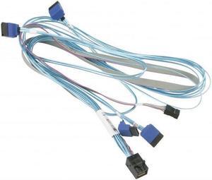 Supermicro CBL-SAST-0810 SATA/SAS cable - with Sidebands - SAS 12Gbit/s - 4 x Mini SAS HD (SFF-8643) (M) to SATA, sideband (F) right-angled - 2.5 ft