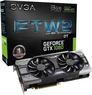 EVGA GeForce GTX 1080 FTW2 DT Gaming 8GB GDDR5X iCX - 9 Thermal Sensors & RGB G/P/M Graphic Cards (08G-P4-6684-KR)
