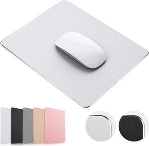 Mouse Pad Silver Hard Metal Aluminum Mouse Pad Premium Dual-Side Waterproof Fast and Accurate Control Mousepad for Office Home and Gaming Small Size 9×7