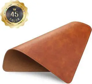 PU Leather Mouse Pad with Stitched Edge Micro-Fiber Base with Non-Slip Waterproof Mouse Pad for Computers Laptop Office & Home 1 Pack 8inch11inch (Brown 2.0)