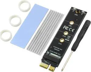JMT PCI-E PCI Express 3.0 X1 to M.2 M Key Interface NVMe SSD PCIE M.2 Riser Card Adapter Heatsink SSD 2230 2242 2260 2280 Full Speed (with Silver Heatsink)