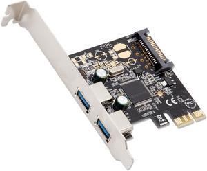 Syba SD-PEX20158 PCI Express Card x1 with USB 3.0 Type A 2 Ports Super Speed and 15-Pin Power Connector Eltron Chipset