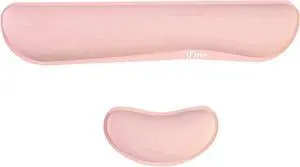 iFine Upgrade Cleanable PU Leather Keyboard Wrist Rest Pad & Mouse Wrist Cushion Support for School, Office, Home, Computer, Laptop, Mac, Waterproof Lightweight Comfortable Pain Relief Typing -Pink