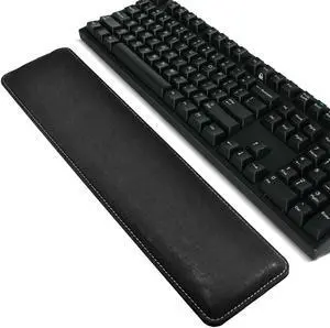 Keyboard Wrist RestPU Leather Keyboard Wrist Rest Pad SupportErgonomic Memory Foam Waterproof SurfaceEase Typing Pain Suitable for Office Gaming Computer Laptop(16.5x3.7 inchesBlack)