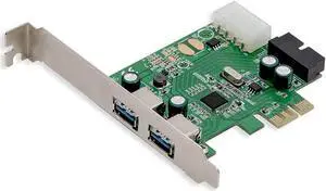 Syba 2 External USB 3.0 Port and 19 Pin Internal Header PCIe 2.0 x1  4 Port USB 3.0 PCI-Express x1 Renesas D720201 Chipset Molex Power Input