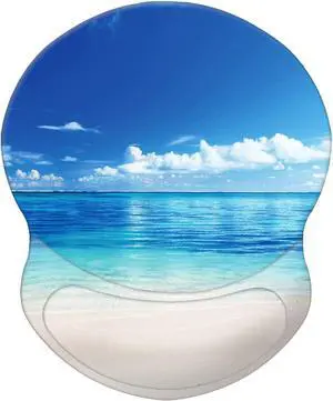 Mouse Pad Ergonomic Mouse Pad with Wrist Support Pain Relief Comfort Wrist Rest Pad with Non-Slip PU Base for Gaming Home Office & Travel Summer Beach