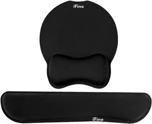 iFine Upgrade Enlarged Superfine Fiber Soft Smooth Memory Foam Ergonomic Mouse Pad & Keyboard Wrist Rest Comfortable for Desktop Laptop Mac Gaming Office School or Home for Stress Free Typing (Black)