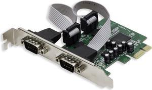 Syba 2 Port RS-232 DB9 Serial PCIe 1.0 x1 Moschip Chipset SY-PEX15034