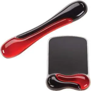 Duo Gel Mouse & Keyboard Wrist Rest Bundle Set Ergonomic Keyboard and Mouse Pad With Wrist Support Keyboard Wrist Rest Computer Keyboard Pad Cooling Gel Non-Skid Backing Red K50036WW