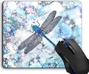 Mouse Pad Beautiful Blue Dragonfly Computer Mouse Pads Desk Accessories Non-Slip Rubber Base Mousepad for Laptop Mouse