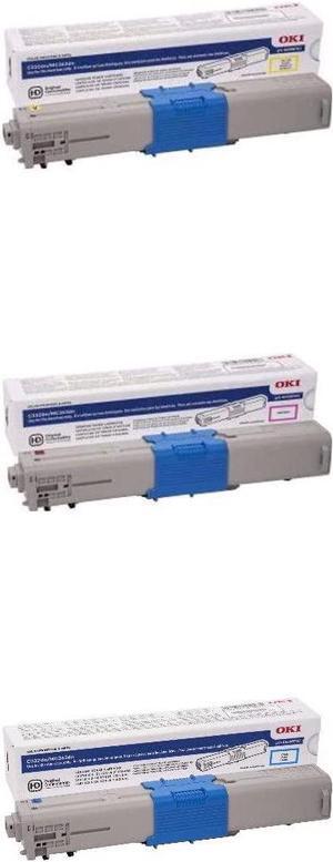 OKI 46508701, 46508702, 46508703 Cyan/Magenta/Yellow Toner Cartridge Set for C332, MC363 Printers