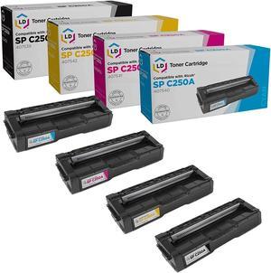 LD Compatible Toner Cartridge Replacement for Ricoh SP C250 (Black, Cyan, Magenta, Yellow, 4-Pack)