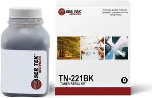 Laser Tek Services Compatible Toner Refill Kit Replacement for Brother TN221 TN-221BK Works with Brother HL-3140CW 3170CDW, MFC-9130CW Printers (Black, 1 Pack) - 2,500 Pages