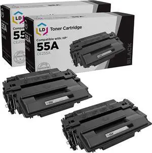LD Compatible Toner Cartridge Replacement for HP 55A CE255A (Black, 2-Pack)