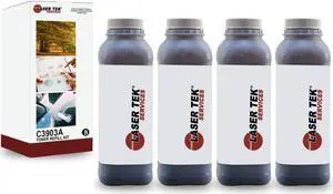 Laser Tek Services Compatible Toner Refill Kit Replacement for HP 03A C3903A Works with HP Laserjet 5P 5MP 6P 6MP 6Pse Printers (Black, 4 Pack) - 4,000 Pages