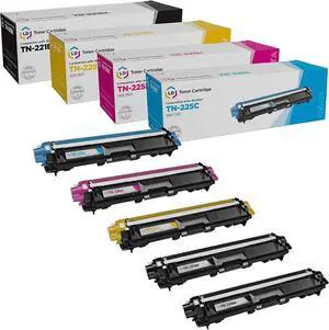 LD Compatible Toner Cartridge Replacements for Brother TN221 & TN225 High Yield (2 Black, 1 Cyan, 1 Magenta, 1 Yellow, 5-Pack) Compatible with Brother DCP Series DCP-9020CDN HL-3140CW HL-3150CDN H