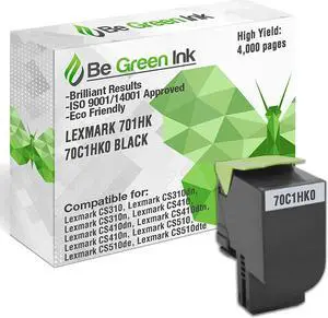 Be Green Ink Compatible Replacement Black Toner Cartridge for Lexmark CS310dn CS410dn CS310n CS310 CS510de CS410n CS 410 CS510 CS410dtn CS510dte - 701HK 70C1HK0 Black Toner (High Yield)
