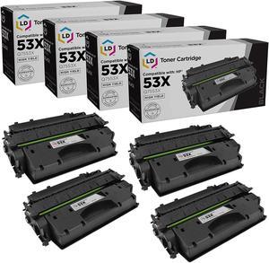 LD Compatible Replacement for HP 53X / Q7553X Set of 4 High Yield Black Laser Toner Cartridges for Laserjet M2727 ...