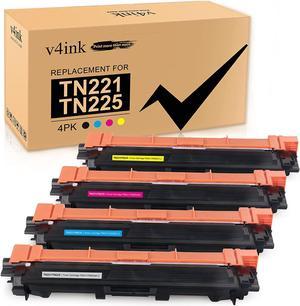 V4INK ® 4 Pack Compatible Replacement for Brother TN221 TN225 Color Toner Cartridges (TN221BK+TN225CMY) Brother HL-3140cw HL-3170cdw MFC-9130cw MFC-9330cdw MFC-9340cdw