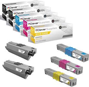 CS Compatible Toner Cartridge Replacement for Okidata C330 44469801 Black 44469703 Cyan 44469701 Yellow 44469702 Magenta Oki C17 C310dn C330dn C510dn C531dn C530dn MC362w MFP MC562w MFP 5 Color Set
