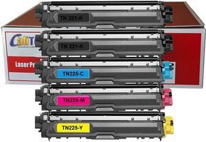 Calitoner Compatible Laser Toner Cartridges Replacement Brother TN221 TN225 for Brother MFC-9130CW, MFC-9330CDW, MFC-9340CDW, HL-3140CW, HL-3170CDW Printer- (5 Pack)