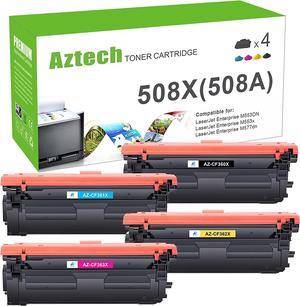 Aztech Compatible Toner Cartridge Replacement  508X 508A CF360X CF361X CF362X CF363X CF360A Color Laserjet Enterprise M553N M553dn M553 M577 (Black,Cyan,Yellow,Magenta, 4-Pack)